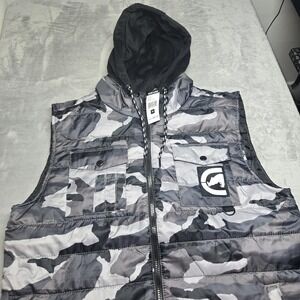 Ecko Unltd Puffer Vest Mens Medium Camo Hooded Zip Jacket Streetwear NWT